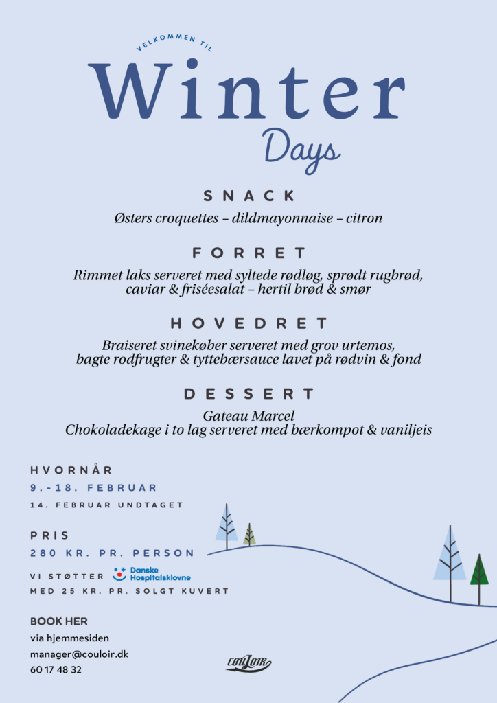 Winter Days - 3 retters menu på Restaurant Couloir - Amager Strandpark